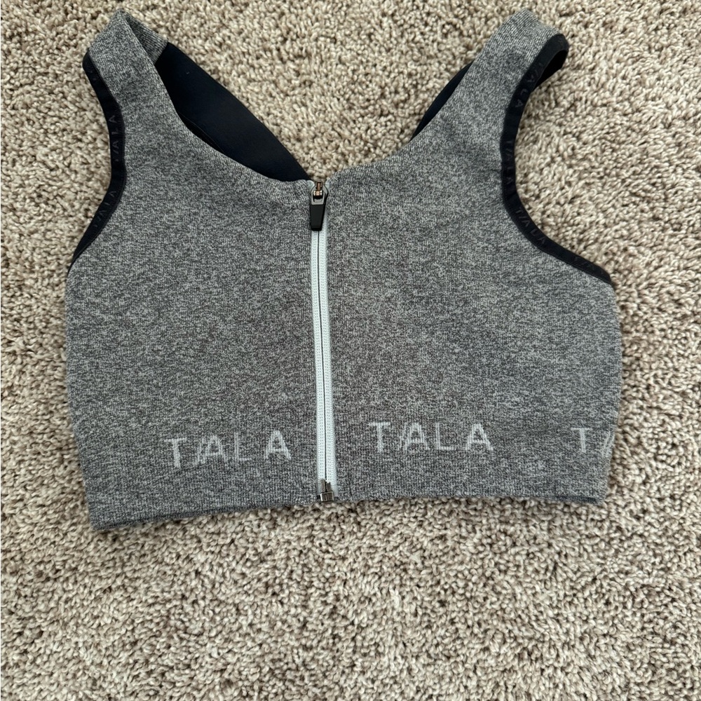 TALA Gray Zip-Up Sports Bra